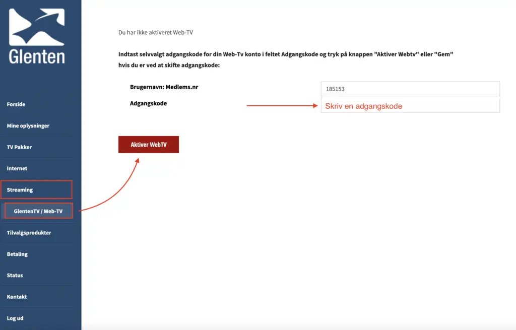 Web TV aktivering