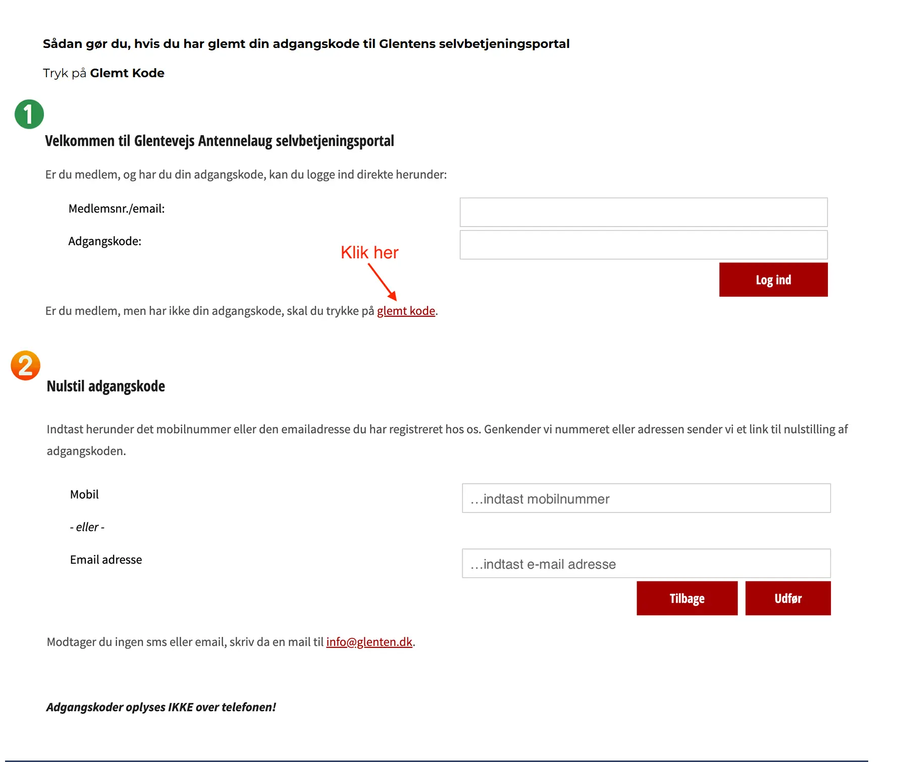 Nulstil adgangskode hos Glenten